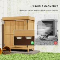 Outsunny Dulap Exterior Lemn 74×43×88 cm – 2 Rafturi pentru Scule Gradina(m-6)