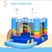 Outsunny Castel Gonflabil pentru Copii cu Trambulina si Piscina Pompa Inclusa(m-6)