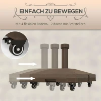 Outsunny Parasolvoet tot 20 kg vulbaar Vierkant met Wielen voor Parasol 22-38mm Bruin(m-7)