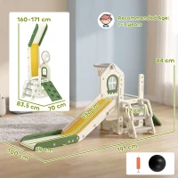 AIYAPLAY Foldable 4 in 1 Toddler Slide with Climber, Basketball Hoop, Storage Space and Basketball for Ages 1-3 Years, Cream(m-3)