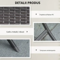 Outsunny Set Mobilier pentru Grădină din Poly Ratan 3buc Set Masă și 2 Scaune pentru Grădină Pliabile Negru(m-5)