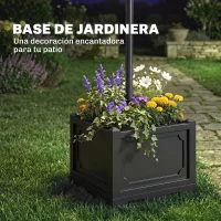 Outsunny Farol Solar de Jardín con 18 Luces LED Blanca Fría 6000K IP44 para Camino Terraza Patio 60x55x189 cm Negro(m-5)