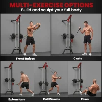 SPORTNOW Cable Station, Wall-Mounted, Adjustable 16-Position Pulleys Machine, Black.(m-7)