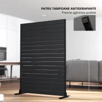 Outsunny Paravan din 6 panouri din HDPE 120x174 cm, separator de încăperi cu suport, aspect de lemn, negru(m-6)