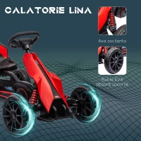HOMCOM Go Kart Pedal Go Kart met achteruit- en vooruitversnelling, voor kinderen van 3 tot 8 jaar, Rood + Zwart(m-6)