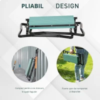 Outsunny Scaun de Ingenuncheat pentru Gradinarit Pliabil in Otel cu Perna in Spuma 58x28x49cm(m-4)