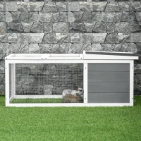 PawHut Conigliera Impermeabile con Ampio Spazio, in Legno Massiccio, 115x66x47,5 cm, Grigio(m-4)