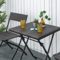 Outsunny Set Mobilier pentru Grădină din Poly Ratan 3buc Set Masă și 2 Scaune pentru Grădină Pliabile Negru(m-6)