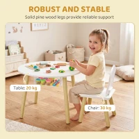 AIYAPLAY Kids Table and Chairs Set with Storage Bag Toddler Table and Chairs Set 3 Piece for Playroom White(m-7)