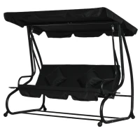 Outsunny Three-Person garden Swing Chair, with Adjustable Canopy - Black(m-11)