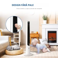 HOMCOM Ventilator turn 50W cu 3 moduri și 3 viteze, timer de 12h, din ABS, Ø32x118,2 cm, alb(m-5)