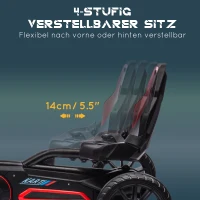 HOMCOM Go Kart Pedal Go Kart met achteruit- en vooruitversnelling, voor kinderen van 3 tot 8 jaar, Rood + Zwart(m-4)