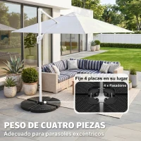Outsunny Base para Sombrilla de 4 Piezas Rellenable con Arena 68 kg o Agua 52 L para Jardín Patio Terraza Negro(m-4)