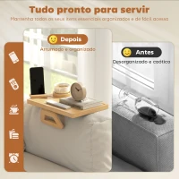 HOMCOM Bandeja para Apoio de Braço de Sofá em Bambu com Porta-Copos Extraível e Suporte Giratório 360° 33x23x5 cm Madeira(m-5)