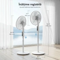 HOMCOM Ventilator pe Suport cu Telecomandă, Ventilator Vertical, Alb(m-3)