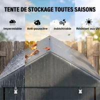 Outsunny Abri de jardin tente de stockage portable avec cadre en métal galvanisé et grande porte, 1,2 x 1,8 m(m-4)