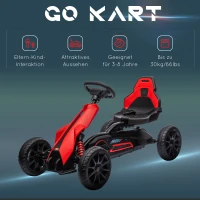HOMCOM Go Kart Pedal Go Kart met achteruit- en vooruitversnelling, voor kinderen van 3 tot 8 jaar, Rood + Zwart(m-7)