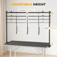 PawHut Dog Grooming Arm Adjustable H-Shape Dog Grooming Table Arm with Clamp and 3 Nooses Black(m-4)