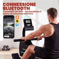SPORTNOW Vogatore domestico: 16 livelli resistenza, Bluetooth, APP compatibile.(m-4)