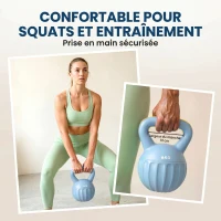 SPORTNOW Kettlebell Kugelhantel 6 kg Gewicht-Hantel mit Sand befüllt für Anfänger Zuhause Krafttraining 17 x 17 x 23 cm Blau(m-6)