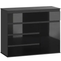 HOMCOM Modernes Sideboard, Stauraum-Sideboard mit 5 Schubladen, verstellbarem Regal, Soft-Close-Tür, Schwarz Hochglanz(m-1)