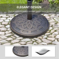 Outsunny Baza pentru umbrela 12kg din rasina Φ48.5x34cm pentru stalpi 38-48mm bronz(m-7)