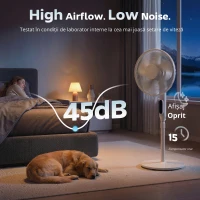 HOMCOM Ventilator pe Suport cu Telecomandă, Ventilator Vertical, Alb(m-5)