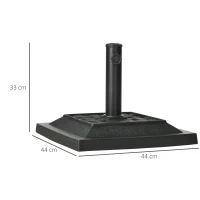 Outsunny Parasolvoet 12 kg, voor stangen Ø32, 38, 48 mm, weerbestendig, harsbehuizing, zwart(m-3)