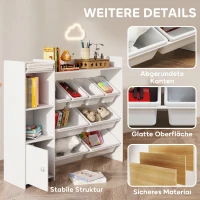 AIYAPLAY Meuble rangement enfant 3 à 8 ans, rangement jouets enfant avec 8 bacs amovibles, étagères de rangement, placard, blanc(m-6)