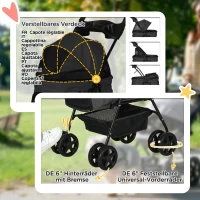 PawHut Cărucior pliabil pentru câini mici cu lesă de siguranță și coș, negru(m-6)