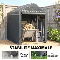 Outsunny Abri de jardin tente de stockage portable avec cadre en métal galvanisé et grande porte, 1,2 x 1,8 m(m-5)