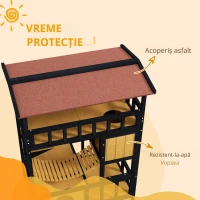 PawHut Casă de pisici, Paradisul pisicilor cu platforme, pod suspendat și cuiburi de pisici, potrivit pentru până la 2 pisici, lemn(m-6)