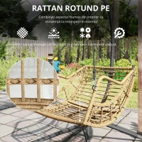 Outsunny Fotoliu suspendat din rășină împletită cu suport, scaun suspendat, pernă, prindere de siguranță, înălțime reglabilă, gri(m-5)