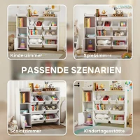 AIYAPLAY Meuble rangement enfant 3 à 8 ans, rangement jouets enfant avec 8 bacs amovibles, étagères de rangement, placard, blanc(m-7)