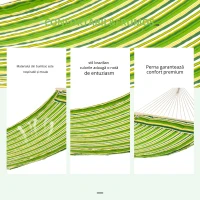 Outsunny hamac dublu cu perne, 2,84×1,4 m, verde si galben(m-5)