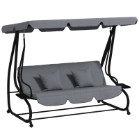 Outsunny Three-Person garden Swing Chair, with Adjustable Canopy - Dark Grey