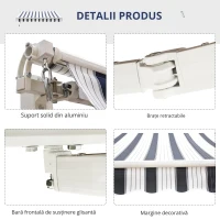Outsunny Perdea Soare Rulanta de Perete Manuala cu Dungi , Albastr si alb, 2.5x2m(m-4)