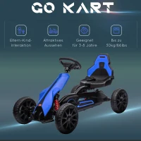 HOMCOM Go Kart Pedal Go Kart met achteruit- en vooruitversnelling, voor kinderen van 3 tot 8 jaar, Blauw + Zwart(m-7)