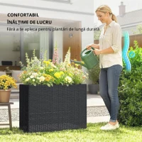 Outsunny Jardinieră înălțată din rășină împletită, suport flori cu vas detașabil și picioare reglabile, cadru din oțel, negru(m-6)