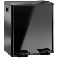 HOMCOM 40L Dual Compartment Stainless Steel Bin, with Deodoriser Holders - Black(m-10)