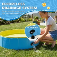 PawHut Foldable Dog Pool for Puppies and Ducks Dog Paddling Pool Bath Tub, Blue, 80 x 20 cm(m-6)