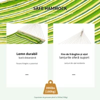Outsunny hamac dublu cu perne, 2,84×1,4 m, verde si galben(m-4)