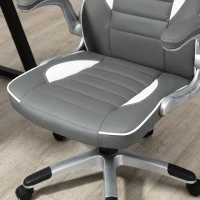 Vinsetto Computer Gaming Chair, Office Desk Swivel Chair, PU Leather Racing Chair with 90° Flip-up Armrest, Adjustable Height and Rolling Wheels, Grey(m-8)