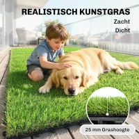 Outsunny 22-delige Set Kunstgras Tegels 30x30 cm Grasmatten met Drainagesysteem, 2m² Kunstgrasmat Kunststof Grasmat(m-4)