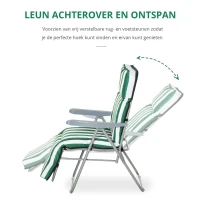 Outsunny 2 x klapstoel ligstoel ligbank relaxstoel tuinstoel ligmeubel bekleding(m-4)