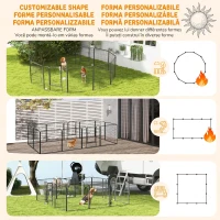PawHut Țarc pentru câini, 12 panouri modulabile 80x1.5x80 cm, pliabil cu ușă din oțel, 12 țăruși, gri(m-4)