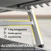 Outsunny Zonne-ligstoel ademende tuinligstoel met 6-voudig verstelbare rugleuning aluminiumframe lichtgrijs(m-6)