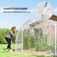 Outsunny Polytunnel-kas, begaanbare kas met verzinkt stalen frame en UV-bestendige PE-bekleding, transparant(m-7)