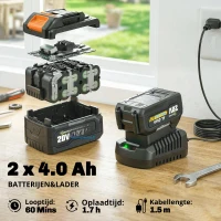 Outsunny Accu grastrimmer 21V met 2x4,0Ah accu's en oplader 25 cm maaibreedte verstelbare telescoopsteel(m-6)