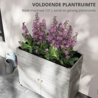 Outsunny Houten plantenbak op wielen, kastje, interieurvoering, vintage look, 110x50x95 cm, wit(m-4)
